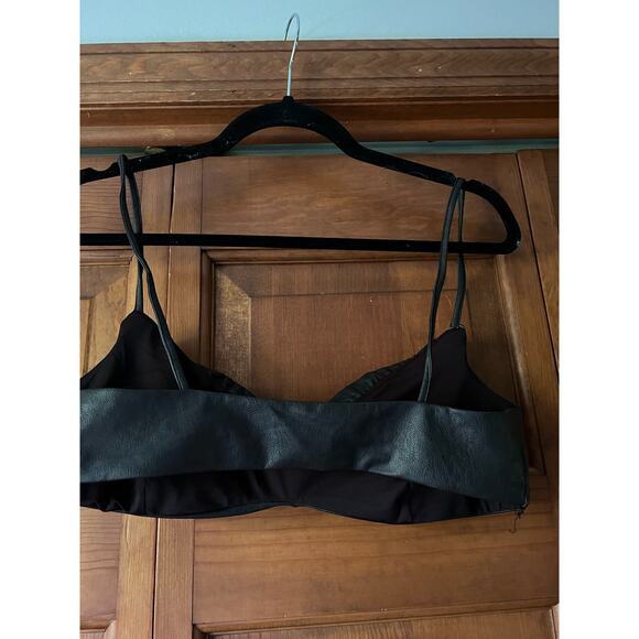 NWOT Naked Wardrobe Faux Leather Bralette Top Black Women’s Size L Vegan Chic - Picture 5 of 10